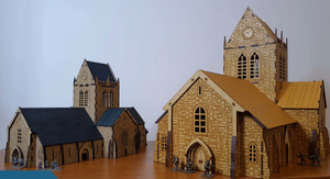 Church Sainte Mere Eglise in scale 28mm  or 15mm for Bolt Action WW2 Table top