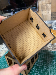 10x10 cm MDF Half-timbered, 3 story town house set - 28mm scale