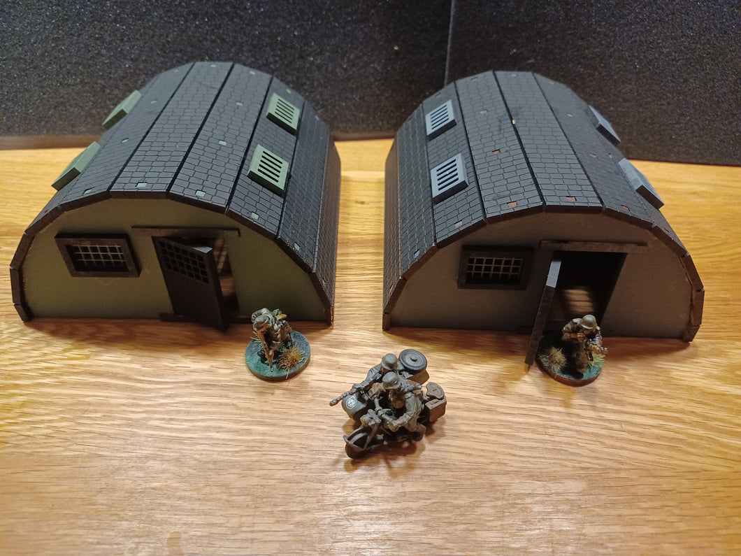 Airfield Barracks (Quonset huts) set of two for 28mm wargaming
