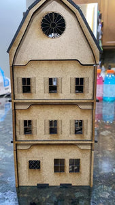 10x10 cm MDF Half-timbered, 3 story town house set - 28mm scale