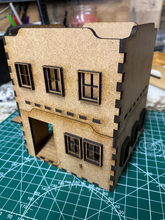 Load image into Gallery viewer, 10x10 cm MDF Half-timbered, 3 story town house set - 28mm scale
