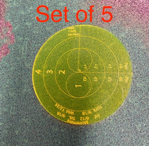 SET OF 5 Bolt Action 4" HE template with 90 degree angle marker